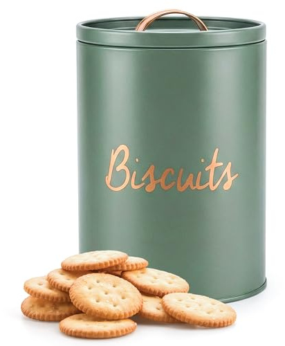 WINSOME Biscuit Barrel | 2.7 Litre Biscuit Tin | Biscuit Container With Lid | 2.7 Litre Airtight Enamel Coated Biscuit Container