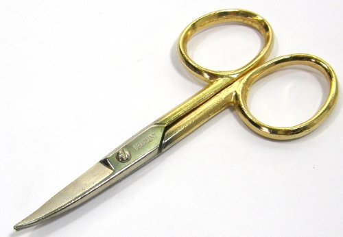 Kleine Nagelschere gebogen 8 cm, BS Doppelkopf Made Germany vergoldeter Griff