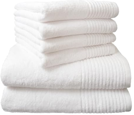 Dyckhoff Handtuchset Brillant, 6-teilig, 100% Baumwolle, weiß | 2 Badetücher 70x140cm, 4 Handtücher 50x100cm, hochwertige Qualität
