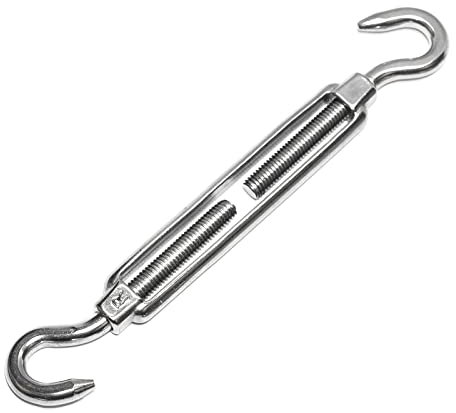 PRIOstahl Spannschloss Spannverschluss Seilklemme Spannschraube Seilspanner - M10 x 1 Stück Haken/Haken für Drahtseil Spanner Seil Wantenspanner Planenbefestigung Verbindung aus Edelstahl V4A