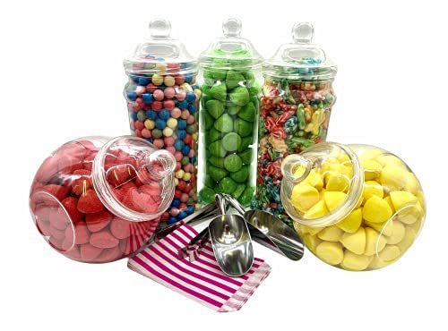 Vintage Victorian Pick & Mix Candy Buffet Kit - 5 Large Jar Pack Pink Stripe Bags
