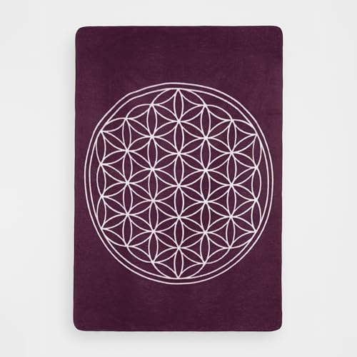 Yogabox Yogadecke Blume des Lebens 150 x 200 cm - regional hergestellt, aubergine/Natur