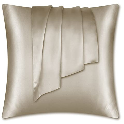 LULUSILK 100% Seide Kissenbezug Haar- und Hautpflege Kissenhülle knitterarm 1 Stück Kissenbezug Seide 80x80cm Taupe