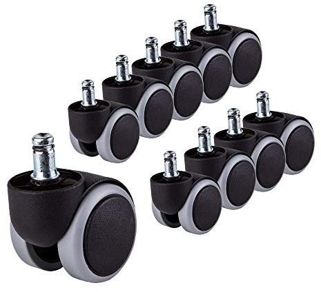 (för 2 stolar) 50 mm gummistol hjul kontorsstol hjul ersättningshjul tvillinghjul svängbara hjul universella stjälkar för ersättning hjul inga repor kort stam (10)