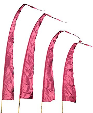 Balifahne Weinrot | 5m Umbul Flagge Ohne Stange | Hochwertige Garten-Fahne Satin | Asiatische Windfahne, Boho, Yoga Flag | Dekoration für Draußen & Events | Gertenfest | Bordeaux-Rot