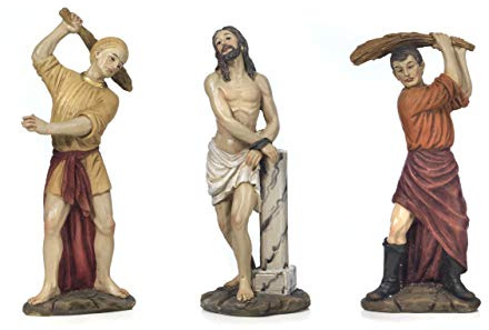 Paben Articoli Religiosi Presepe Pasquale Set fustigazione di Gesù 3 pezzi cm. 14 in resina