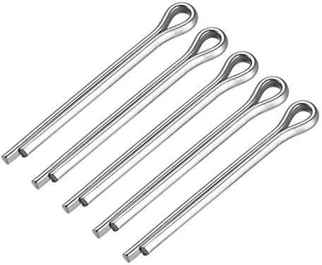 sourcing map Geteilter Splint 4mm X 40mm 304 Edelstahl 2 Zinken 5 Stück | Schlüssel Silber