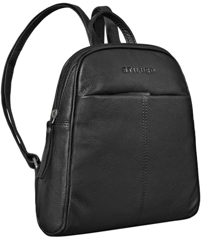STILORD Charlotte Elegante Mochila Mujer Cuero Vintage para Damas de Cuero Pequeña Daypack para Diario Salir o Trabajo de auténtica Piel Color:Negro