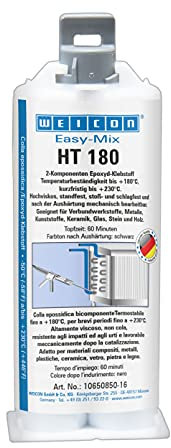 WEICON Easy-Mix HT 180 50 ml Adesivo epossidico per vetro, pietra, legno, plastica