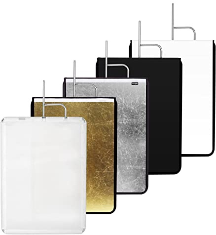 Selens 30x35 Light Reflector Flag with Frame, 5-in-1 Cover Cloth and Diffuser Gold & Silver, Black & White for Studio Photography Lighting