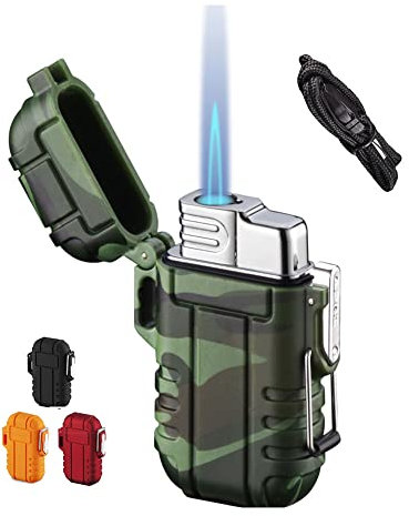 BTXYM Torch Lighters, Refillable Mini Butane Lighter with Safety Lock, Waterproof and Windproof, Adjustable Jet Flame, Gift Box, Camouflage