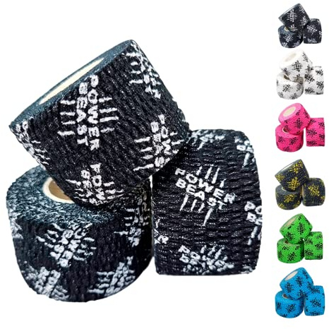Power Beast 3x Tape Cross Training, Cinta Adhesiva Deportiva, 3 Rollos de Esparadrapo Deportivo, Venda y Vendaje Deportivo. Para Calistenia, Halterofilia, Levantamiento de Pesas.