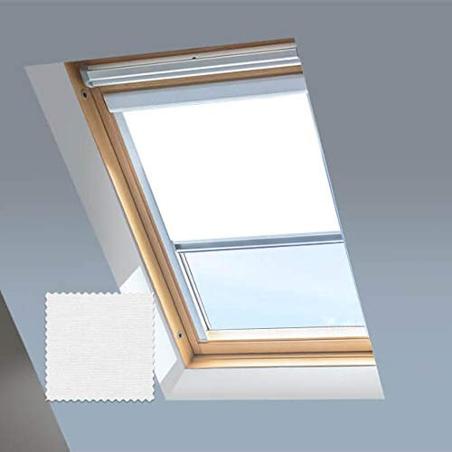 Dachfenster Jalousie für Velux Dachfenster – Verdunkelungsrollo – Weiß – Silberfarbener Aluminiumrahmen (P08)