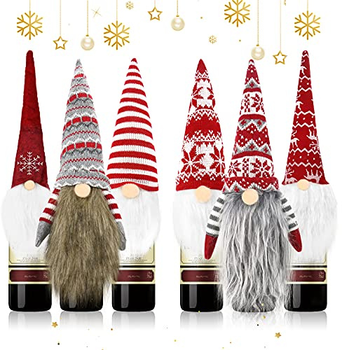 FHzytg 6er-Pack Deko Flasche - Weihnachten, Deko Flaschen für Weinflaschen