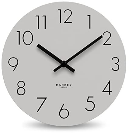 Cander Berlin MNU 2525 R Wanduhr MDF lautlos ohne Tickgeräusche 25 cm Wohnzimmer Büro modern Vintage grau analog