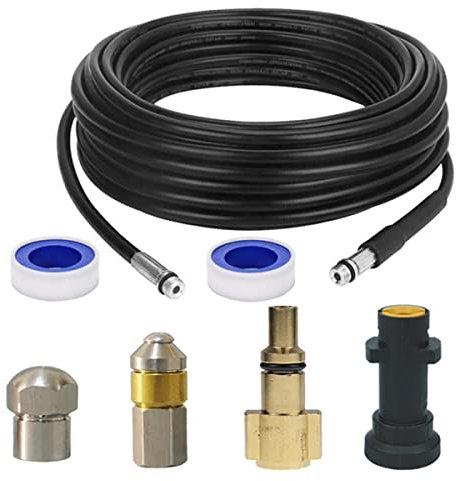 Aim Tools High Pressure Washer Drain Pipe Hose Cleaning Kit 10M 33FT with Jet Nozzle and Rotating Jet Nozzle Compatible with Karcher K2 K3 K4 K5 K6 K7 Series and LAVOR Household Pressure Washer
