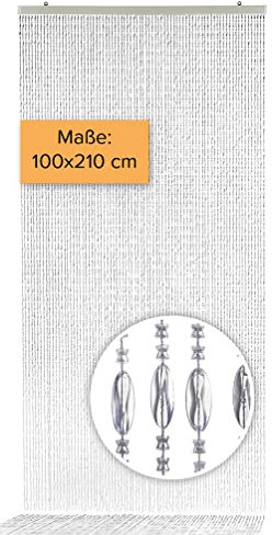 Kobolo Türvorhang Diamonds, 100x210 cm, transparent, 80 Stränge, eleganter Perlenvorhang aus Kunststoff, dekorativer Fliegenvorhang & Raumteiler für Balkon, Terrasse, Tür oder Fenster