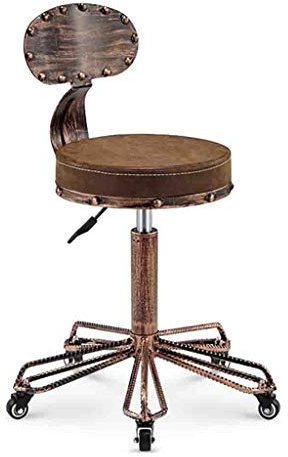 Retro Rotate Hocker Rückenlehne Leder Stahl Hocker Mobile Flaschenzug Hebehocker Beauty Chair Vintage Retro