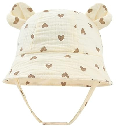 NAIXUE Baby Herbst Baumwolle Sonnenhut Hasenohren Strandkappen Fischerhut für 3-12 Monate Unisex Junge Mädchen Panamahut Baby Eimer Hüte 0-6 Monate