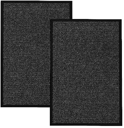 KAV Non-Slip Washable Door Mat Dirt Trapper - Durable Indoor & Outdoor Doormat - Absorbent Entryway Mat for Home, Kitchen & Bathroom - Black, 40cm x 60cm - Pack of 2