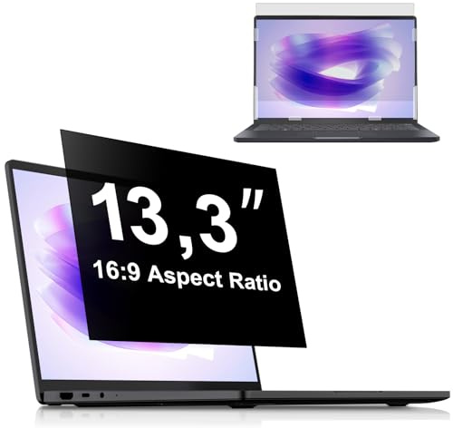 PYS Film protecteur d'écran de confidentialité pour ordinateur portable 13,3 Aspect 16:9 pour HP Dell Acer Lenovo ThinkPad Samsung Asus Sony Filtre de confidentialité amovible