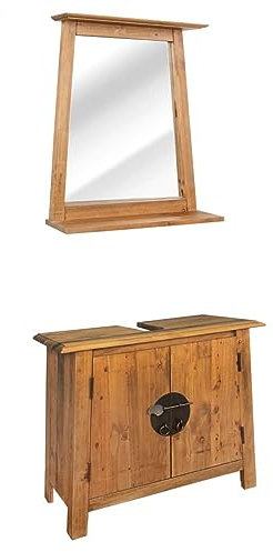 LAPOOH Badmöbel-Set Massivholz Kiefer, Badezimmermöbel Set, Badezimmerschrank, Badschrank, Bathroom Furniture Sets, Bad Möbel Modern Set, Badmöbel - 246040