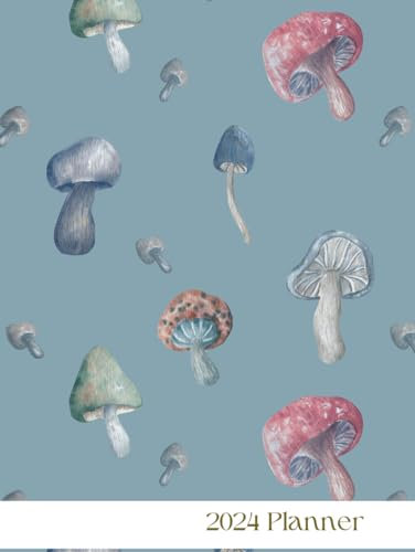 2024 Pre-Filled Bullet Planner - Mushrooms - 8.5x11in - 200 pages: 200 page bullet journal ready to go with goal setting, planning, mood, habit tracker pages, and calendar pages.