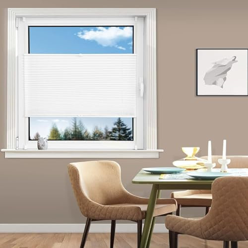 Faltrollo Klemmfix 35 x 50 cm Einfache Montage, Pflegeleicht Faltrollos Für Fenster Inkl. Aller Montage-Teile für Schlafzimmer, Weiß