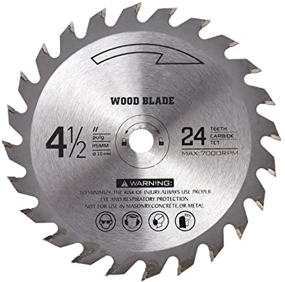 Sunydog Disque de Coupe à Bois 24T-TCT 115 mm x 10 mm, Lame de Scie Circulaire en Acier Allié, Scie de Finition en Carbure 24 Dents pour le Travail du Bois