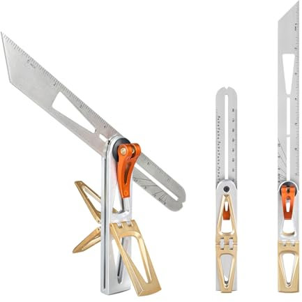 NS Juvyig Holzbearbeitungsritzer Lineal beweglicher Winkel T-förmiges Mehrwinkel-Anreißwerkzeug, Markierungslinienpositionierung quadratische Schwalbenschwanzlehre für Zimmermann