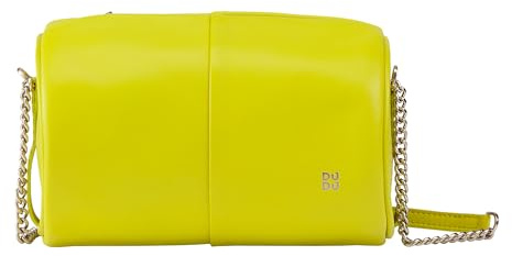 DUDU Borsa Donna Cilindrica in Pelle, Borsa a Tracolla con Catena e Pelle, Borsa a Cilindro Piccola Fashion Elegante con Cerniera Lime