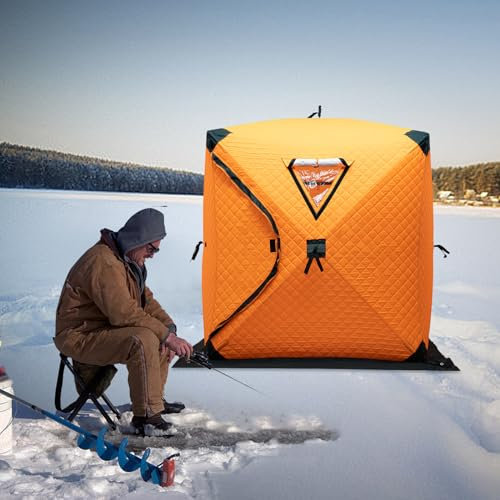 Angelzelt auf gefrorenem See, Campingzelt, warm, Bivvy Zelt, wasserdicht, belüftet, für Picknick, Wandern, Angeln in 4 Jahreszeiten, mit Tasche