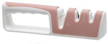 Lichi Knife Sharpener Kitchen Gadget, Kitchen Tool Helps Repair and Restore Blades, 3 Stage Knife Sharpener UK for Straight and Serrated Knives-Pink