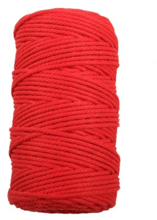 Pmnzdy 100M Makramee Garn 13mm Makramee Kordel Baumwollgarn Baumwollkordel Farbiges Baumwollseil Handwerk Strickseil Natürliche Baumwoll-Schnur für Stricken Makramee Weben Deko DIY Handwerk Rot