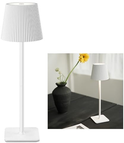 LuminexDesigns Lampada da Tavolo LED Senza Fili con Controllo Touch – Lampada Ricaricabile da 5200mAh Dimmerabile, IP54 Resistente all’Acqua – Perfetta per Interni ed Esterni, Bianco