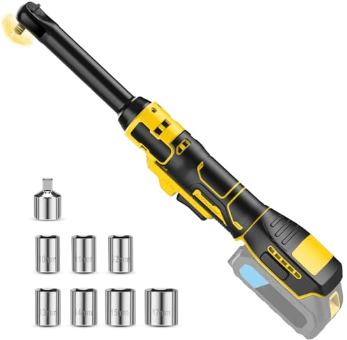 Juego de llaves de trinquete eléctricas extendidas de 80 N.m de 3/8 pulgadas compatible con Dewalt 18 V 20 V, kit de llave de trinquete inalámbrica de 16 cm con 7 enchufes, adaptador de 1/4 pulgadas,