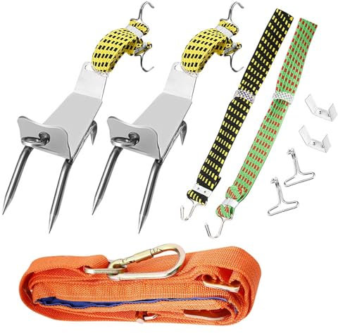 Pkkiimor Baumklettern Steigeisen,Baumklettern Spike Set VielfäLtige EinsatzmöGlichkeiten,Mit 1 Paar Krallen,2 FußSchlaufen,1 HüFtgurt Baumklettern AusrüStung Starker Riemen
