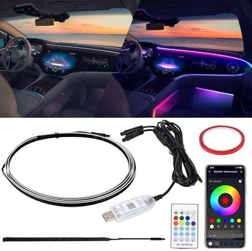 Weinsamkeit LED Innenbeleuchtung, Acryl Auto RGB Ambientebeleuchtung Strip mit 165 LEDs, 3 Kontrollmethoden LED Atmosphäre Lich Innenraum Atmosphärenlicht USB-Neonlicht Musiklichtleiste für Auto Heim