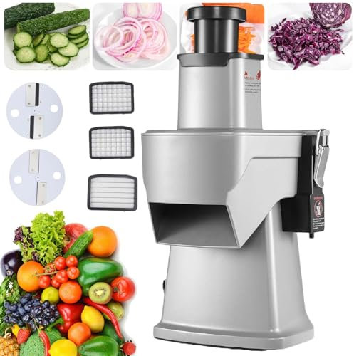 Cortadora De Verduras EléCtrica, Cortadora En Dados, Trituradora Y Cortadora En Tiras, Picadora De Alimentos Multifuncional AutomáTica Comercial Con Cuchillas De Grosor Ajustable,220V