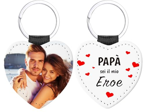 Kiddo Sky Porte-clés en Cuir Personnalisé pour Homme Double Face avec Photo Personnalisée pour Couple Petit Ami Famille