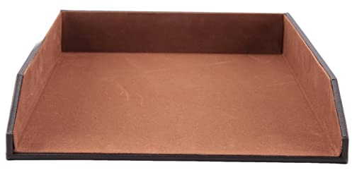 Okeeyseda PU-läder samling brevkorg, dokument skrivbordsorganisatör, stapelbar kontorsfil dokumentbrickhållare (brun)