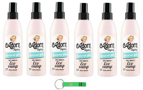 Adorn Styling Lacca Lot de 6 sprays capillaires sans gaz anti-humidité pour une coiffure naturellement parfaite 200 ml + porte-clés Beni Culinari
