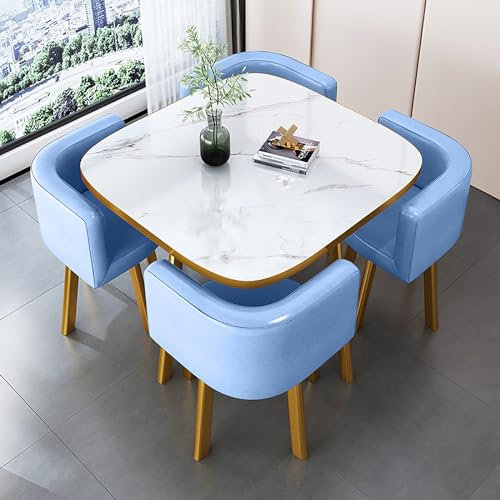 5-teiliges rundes Esstisch-Set mit 4 Stühlen 80 cm Küche Frühstücksbar Möbel Modern Konferenztisch für Esszimmer Home & Küche Dekor