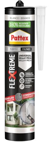 Pattex Flextreme Universal Sella & Colle blanche (280 ml) polymère adhésif multi-usages élastique avec technologie Flextec, scellant de joint multi-matériaux extra fort pour bricolage et bricolage