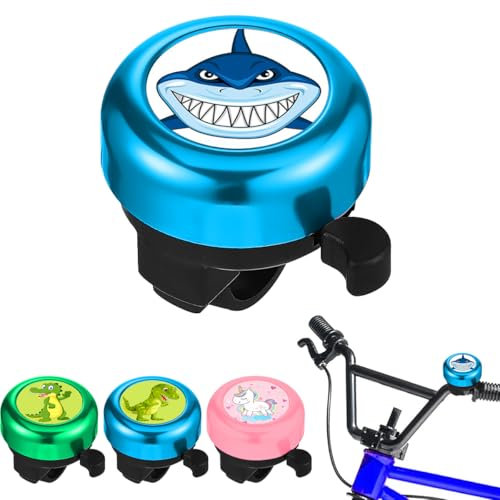 Fahrradklingel Kinder, Fahrradklingel Kinder Jungen,Mädchen, Klingel Fahrrad Kinder, Klingel Laufrad, Mini laut Fahrradklingel für Roller, Kinderfahrrad, Kinder Laufrad, Mountainbike-Blauer Hai
