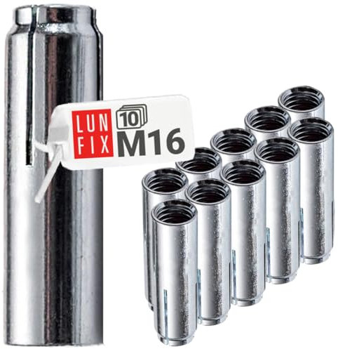Anclajes de impacto M16, juego de 10 anclajes para cargas pesadas, tacos de acero galvanizado