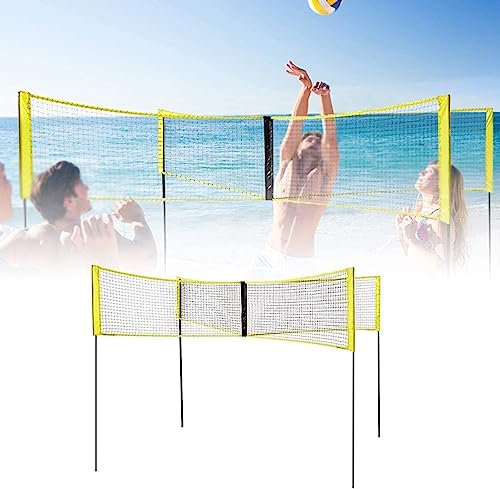 Tragbares Volleyballnetz – Vierseitiges Kreuz-Design für Strand, Garten und Poolpartys mit Ständer, Maße 150 cm x 50 cm
