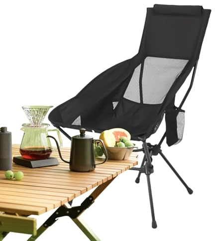 Generico Sillas De Camping Plegables, Silla Portátil De Trekking Ligera Y Compacta - Asiento Plegable Con Respaldo Alto Y Soporte Para La Cabeza Ideal Para Playa Senderismo Y Picnic