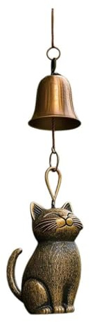 WAZUBC Cloches en Métal pour Extérieur, Décoration de Jardin de Chat Unique Carillon éolien sur Le Thème de la Statue de Chat pour Porche, Cour, Décoration à Suspendre à la Maison (Style A)