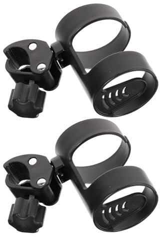Portavasos para Andador Ajustable Portátil 2 Piezas, Pp Negro | Sistema de Sujeción Segura, Ángulo Regulable, Instalación Sencilla, para Cochecito y Silla de Ruedas